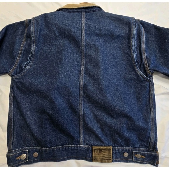 Vintage 90s Polo Ralph Lauren Stable Jacket Denim Corduroy Coller Medium Cotton - Picture 7 of 15